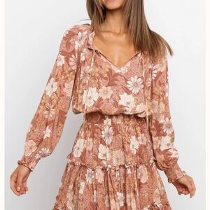 EUC Petal & Pup Cream and Pink Floral Dress Kaelan Dress Fall Dress size 10